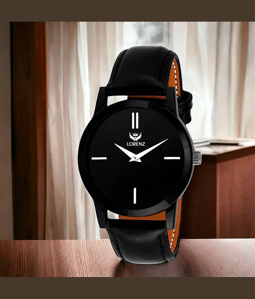 Lorenz Black Leather Analog Men's Watch view 2