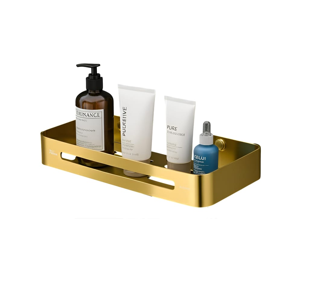 Square Stainless Steel Corner Shelf (Gold) view 2