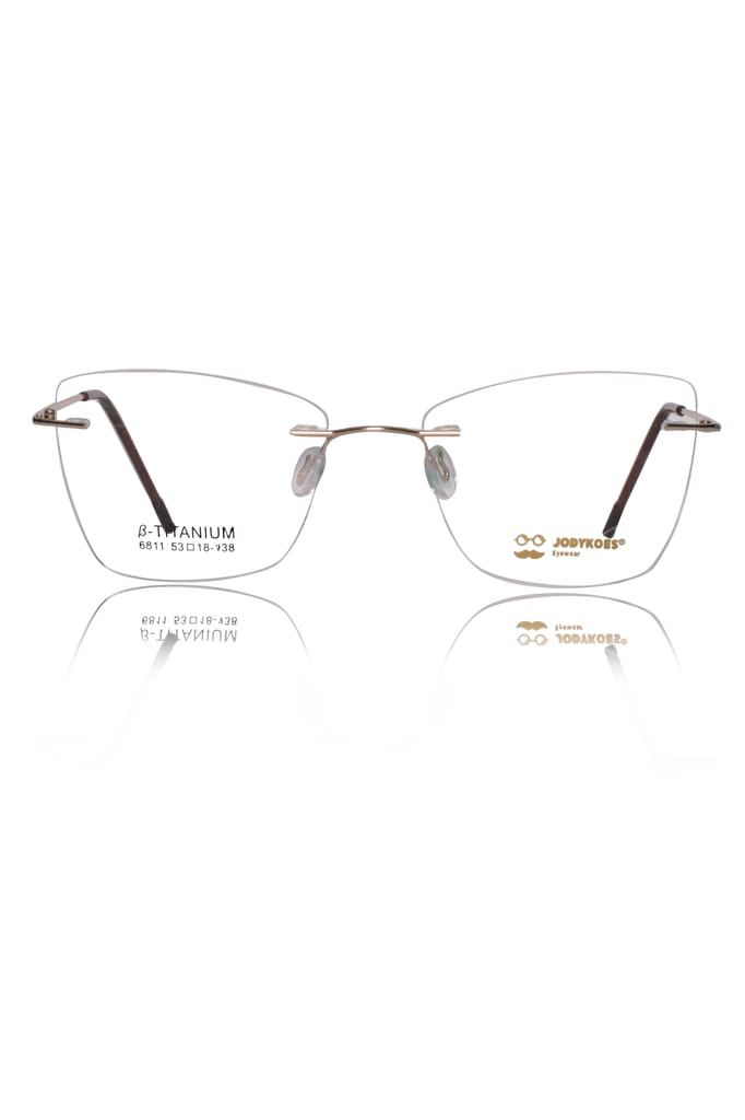 Jodykoes Rimless Cat Eye Spectacle Frame for Men & Women | Frameless Eyeglasses with Lightweight Metal | Adjustable Nose Pads | Office, Professional & Daily Wear view 2
