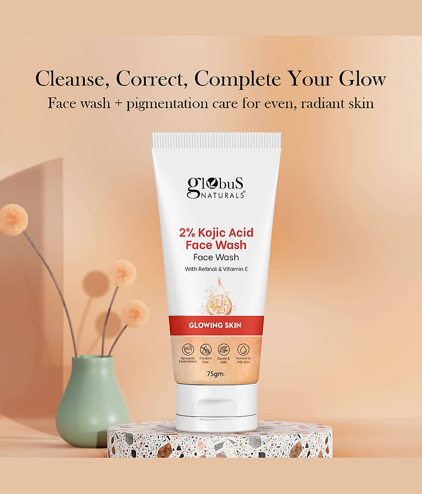 Globus Naturals Kojic Acid 2% Face Wash,With Retinol & Vitamin E,Spot Reduction & Even Tone,75Gm (Pack of 2) view 2