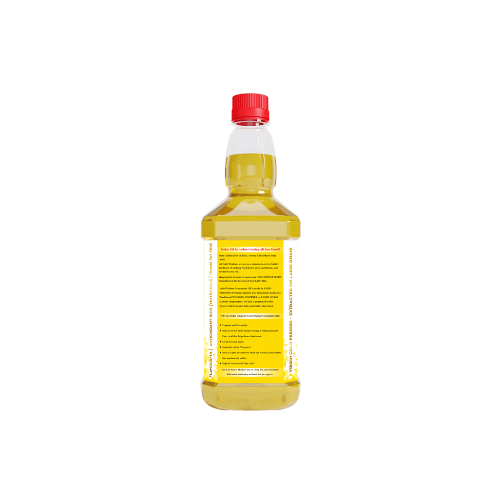IndicWisdom Wood Pressed Groundnut Oil 1 Liter (Cold Pressed Groundnut Oil - Extracted on Wooden Churner) view 2