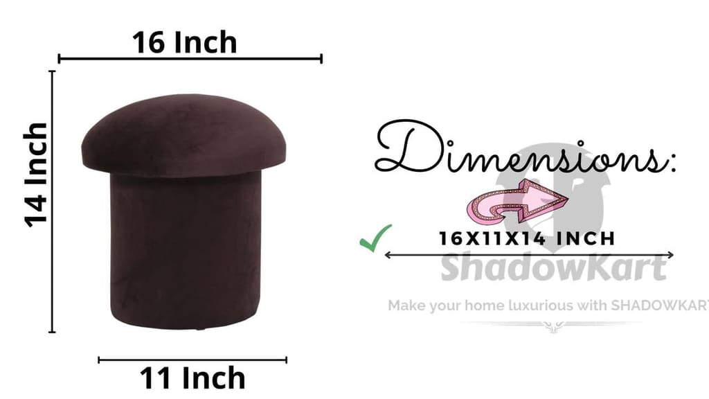 Shadowkart Pouffes Sitting Stool for Living Room, Make up Table Mudda Puffy Wooden Ottoman Stools, Pouffe Footstool, Poof for Room Decoration & Dressing Table, 16x11x14 Inch view 2