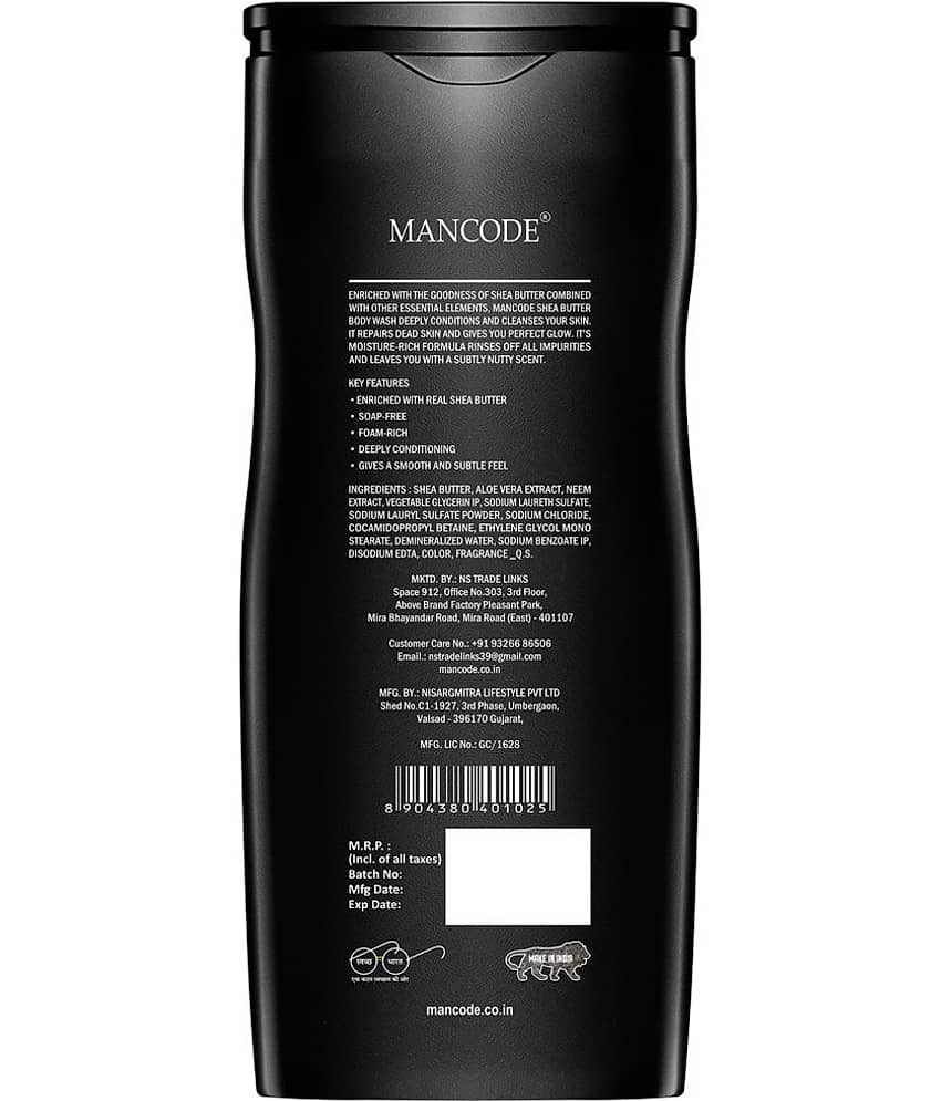Mancode Sheabutter Body Wash For Men, for Body, Face with Shea butter and Natural Oils, 450 ml (Pack of 1) view 2