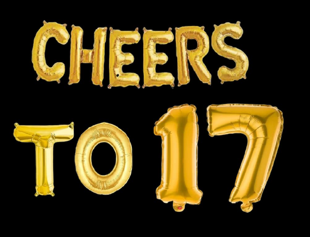 Partyzon Gold Cheers to Birthday Foil Balloon Combo Party Decoration for Anniversary Celebration 16 Inches view 2