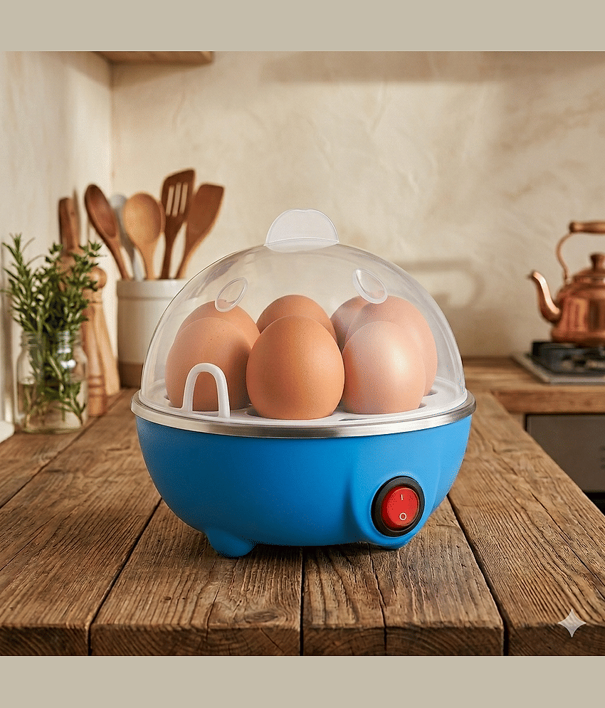 Electric Egg Boiler, Egg Poacher for Steaming, Cooking, Boiling & Frying, Egg Cooker (Blue, Multicolor, 7 Eggs) view 2