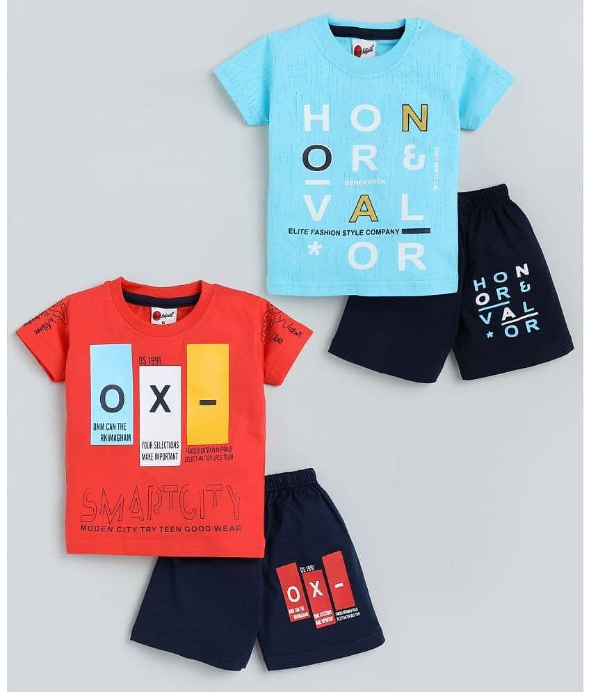 Mars Infiniti Pack of 3 Boys Cotton T-Shirt & Shorts Set ( Light Blue )