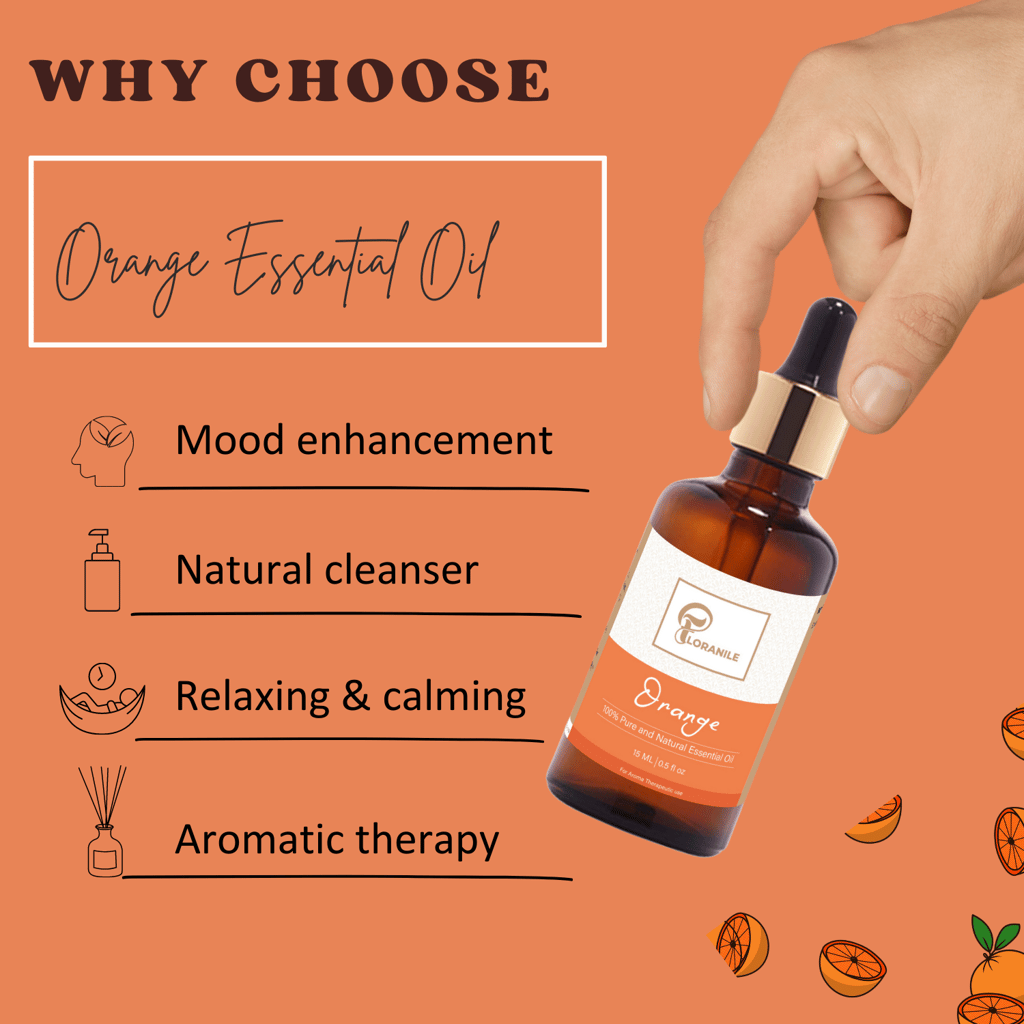 Floranile Luxurious Orange Essential Oil 15ml, 100% Pure, Natural Fragrance, Therapeutic Grade Aromatherapy, Delicate Scent for Relaxation,Pure & Natural view 2