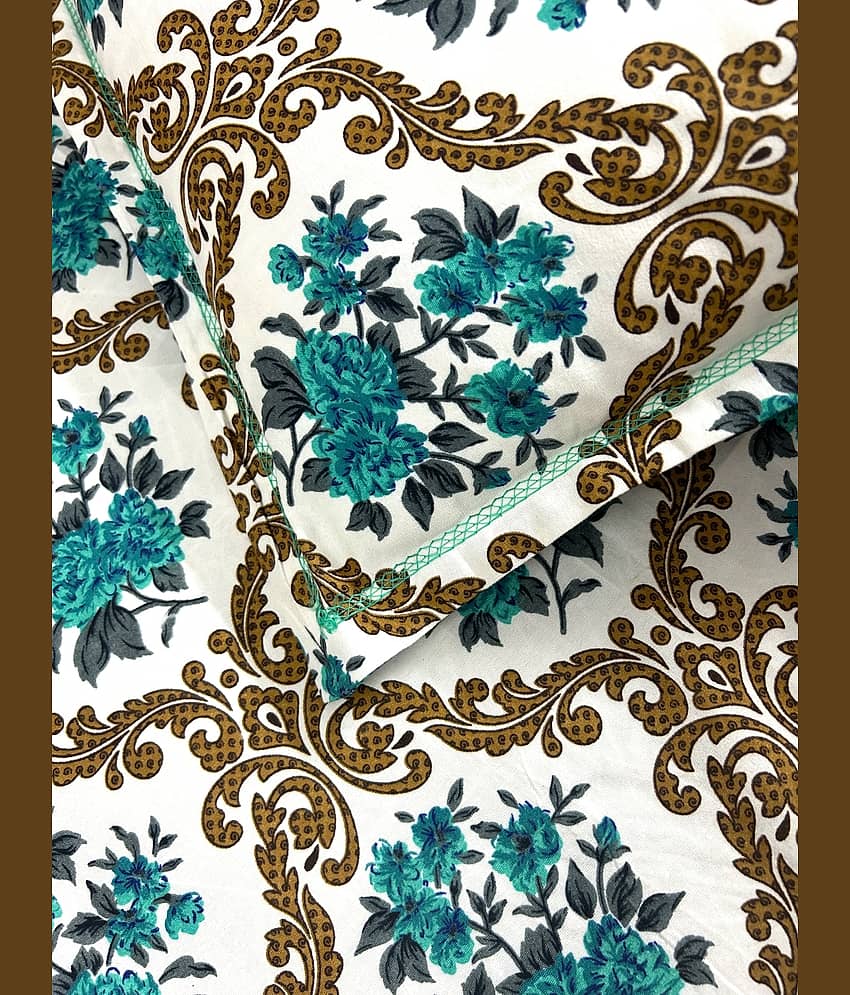 Finesse Decor Blue Poly Cotton 1 Single Bedsheet with 2 Pillow Covers ( 177.8 cm x 254 cm ) view 2