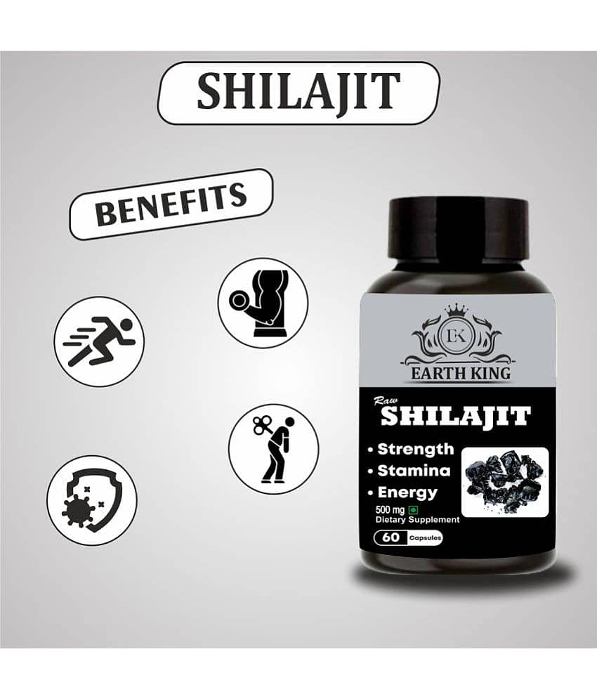 EARTH KING Raw Shilajit/Shilajeet Extract Capsule - 500mg 120 Capsules (Pack of 2) view 2