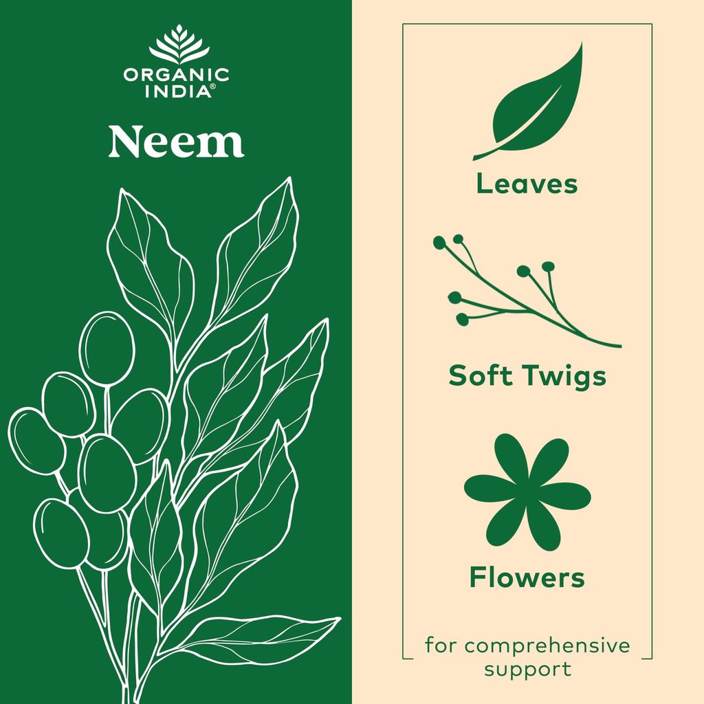 A TATA Product - Organic India Neem Blood Purifier - 60 Veg Capsules, Natural Blood Purifier, Plant-Based Anti-Bacterial, Anti-Viral, With Immunity Boosting Properties, GMP & NPOP Certified Organic view 2