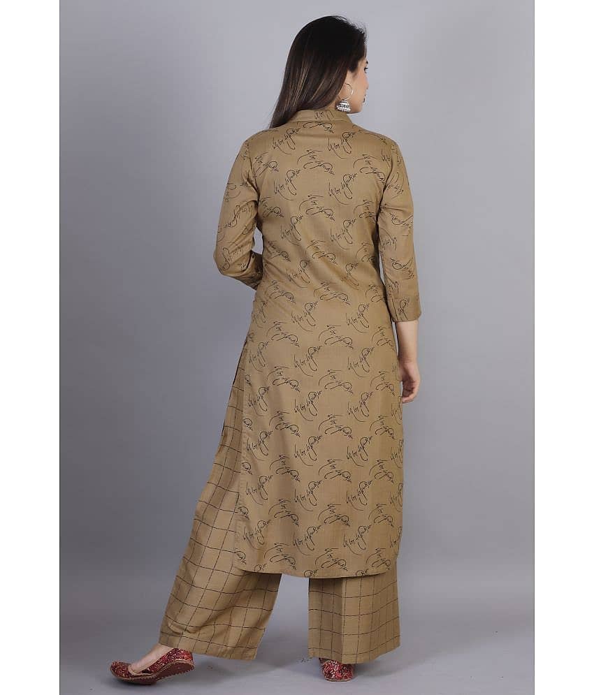 HIGHLIGHT FASHION EXPORT - Brown Straight Rayon Women's Stitched Salwar Suit ( Pack of 1 ) view 2