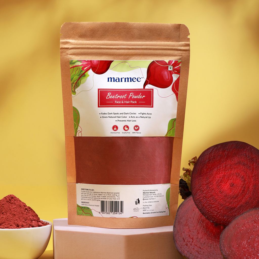 Marmee Beetroot Powder – 100% Natural Face & Hair Care for Radiance & Strength