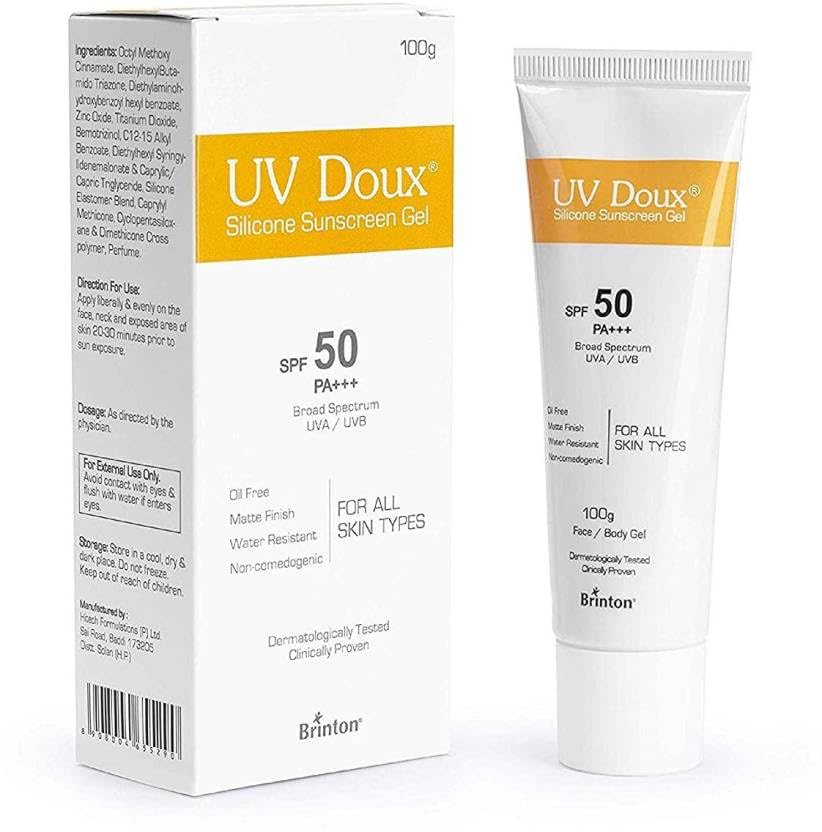 Brinton Healthcare UvDoux Face & Body Sunscreen gel with SPF 50 PA+++ in Matte Finish and Oil Free Formula| Protection against UVA/UVB Rays100gm x Pack of 4 view 2