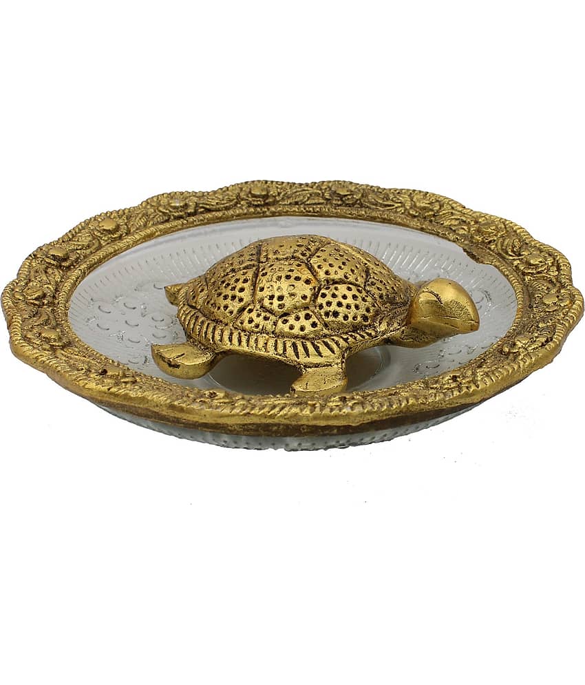 Fashion Bizz Feng Shui Tortoise For Good Luck On Glass Plate - 15 cm view 2