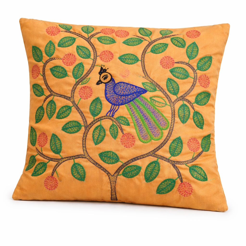 Peacock Embroidered Cushion Cover - Set of 4 view 2