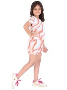 Ninos Dreams Girls Abstract Printed Cotton Half Sleeves Coord set with Shorts - Orange Multicolour view 2