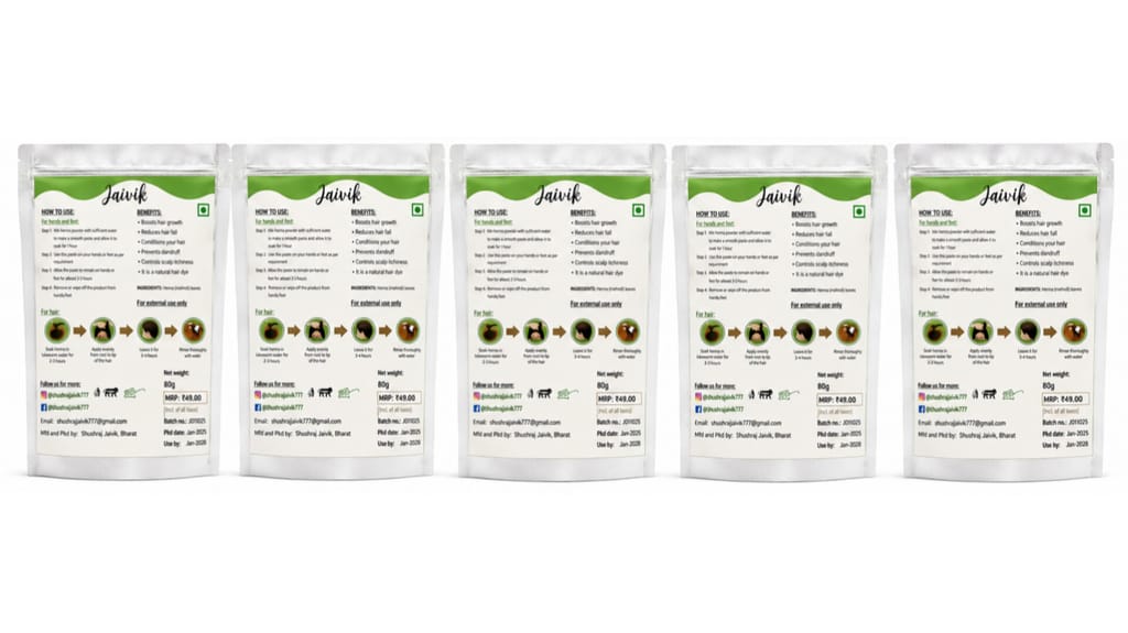 Shushraj Jaivik Rajasthani Heena Powder Combo Pack – 400g | 80g * 5 Pack view 2