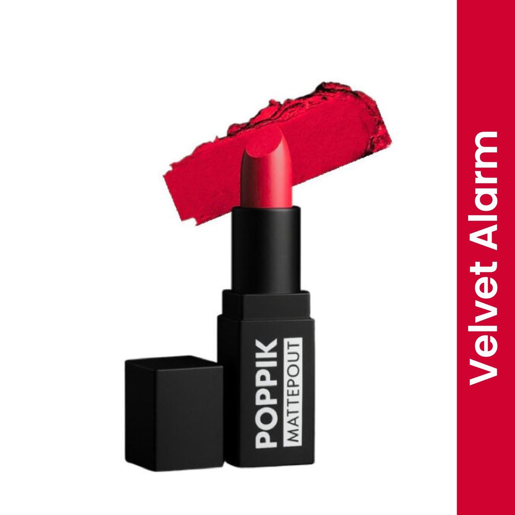 POPPIK Bullet Matte Lipstick for Women | Creamy Matte, Long Lasting Lip Color | High Coverage, Soft & Comfortable Formula | Daily Use Lip Makeup | Ideal for Casual Outings, Wedding, Gift | 3.8gm view 2
