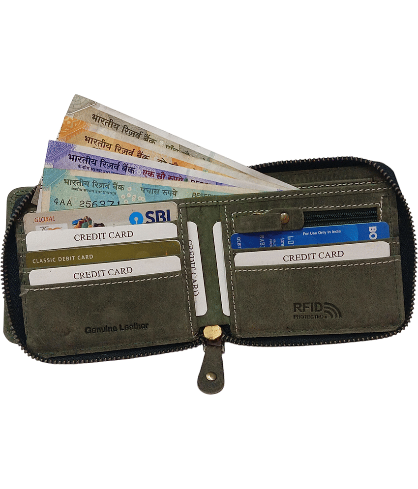 COCO ROYAL Leather Gray Women's Zip Around Wallet ( Pack of 1 ) view 2
