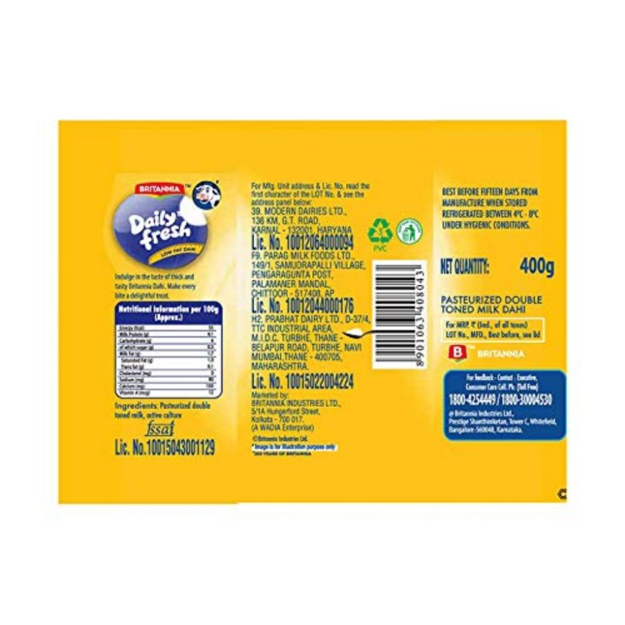 Britannia Daily Fresh Dahi 400 Gms view 2