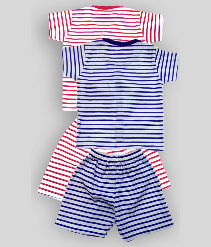 INFANT Pack of 2 Baby Boys 100% Cotton Tops & Bottoms Sets ( Red & Blue ) view 2