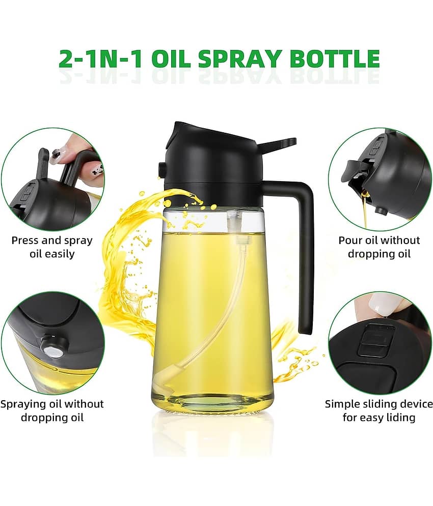 Bhavyta Transparent Glass 2in1 Oil Sprayer and Oil Dispenser Bottle ( Set of 1 ) view 2