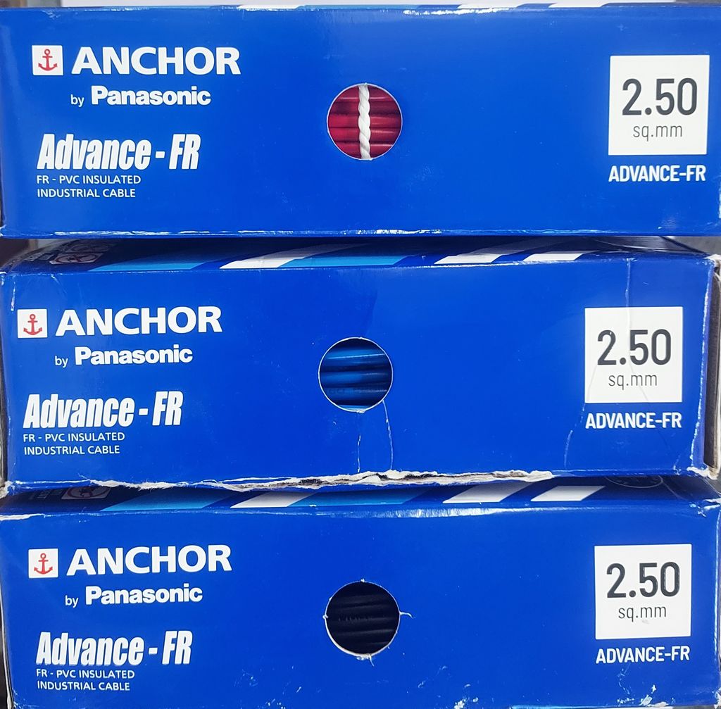 ANCHOR by PANASONIC 2.5 Sq mm Advance Fire Retardent PVC Insulated Industrial Cable 90mtr 1100V. (100% ORIGINAL) view 2