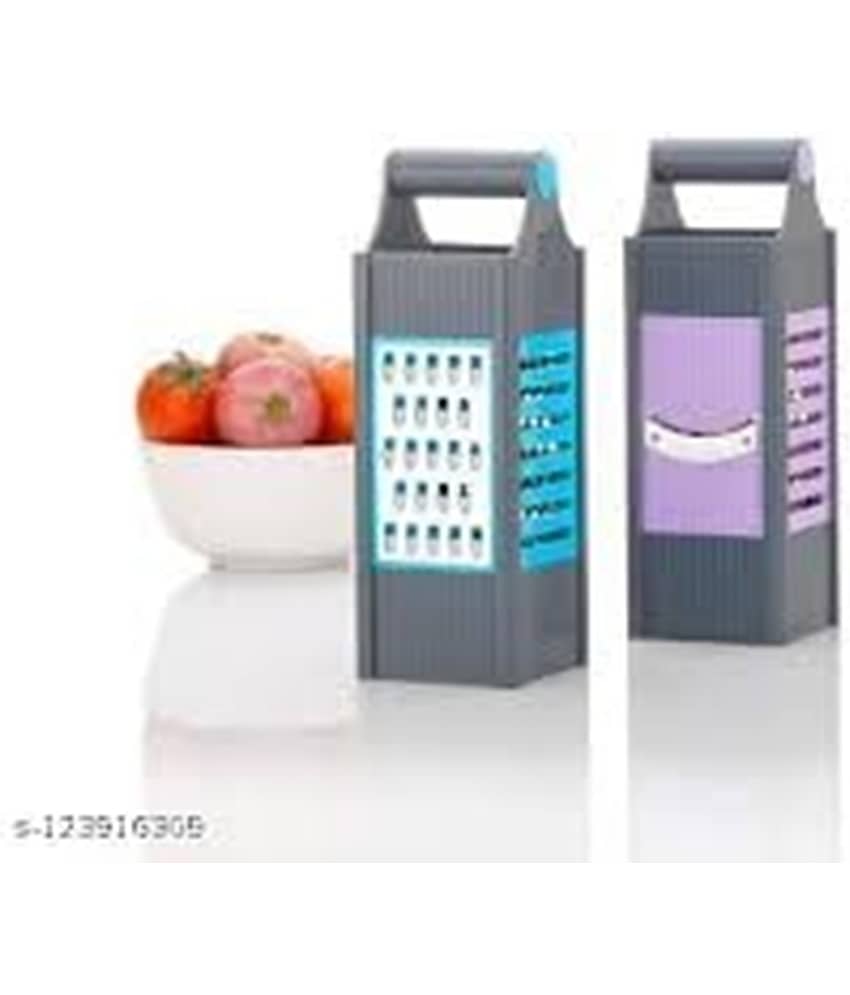 Premium Multi-Functional Kitchen Kisni | 4-Sided Heavy Duty Stainless Steel Grater for Vegetables, Cheese, Fruits, Salad, Ginger, Garlic & Multipurpose Food Shredding (Blue) view 2