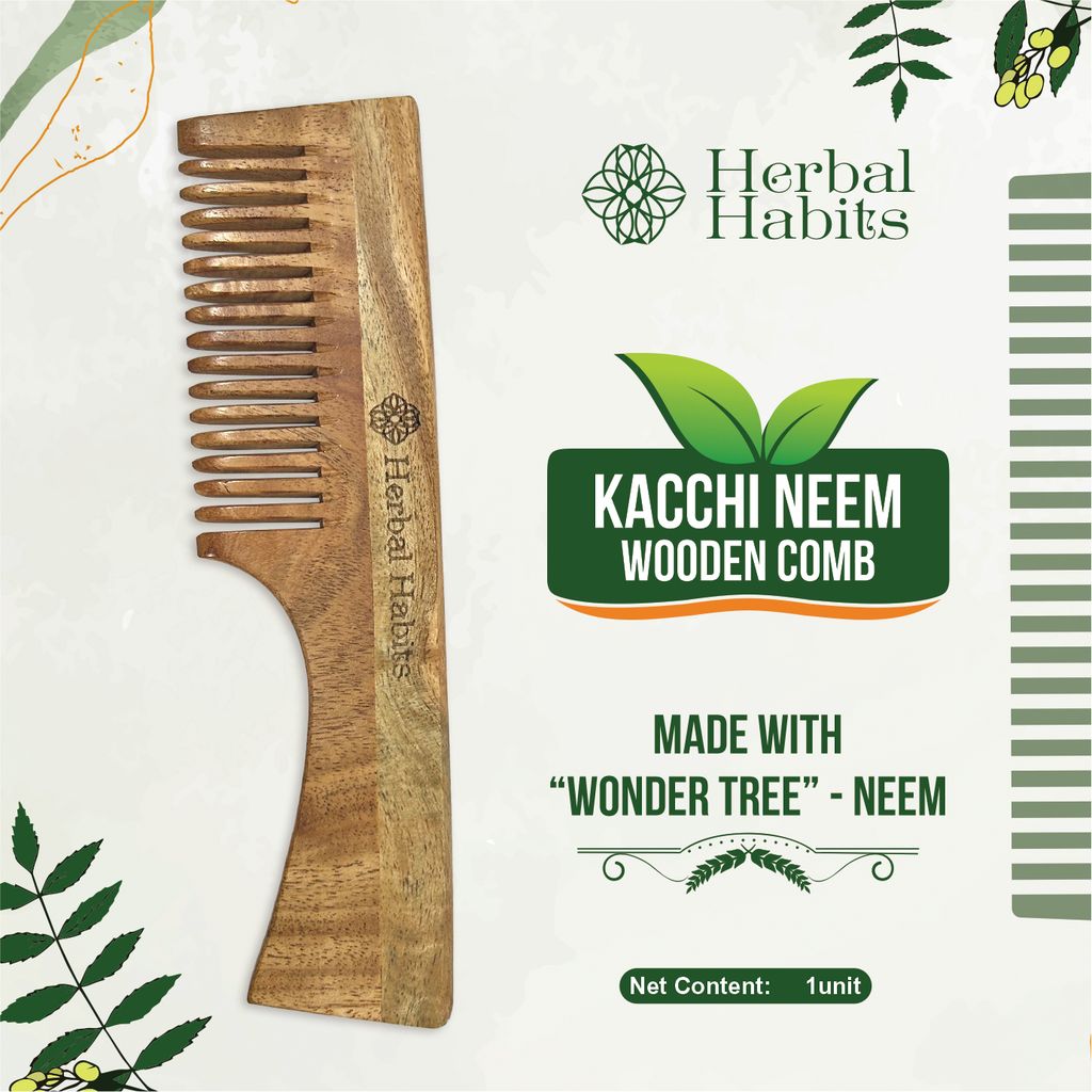 Herbal Habits Wide Tooth Kachhi Neem Comb view 2
