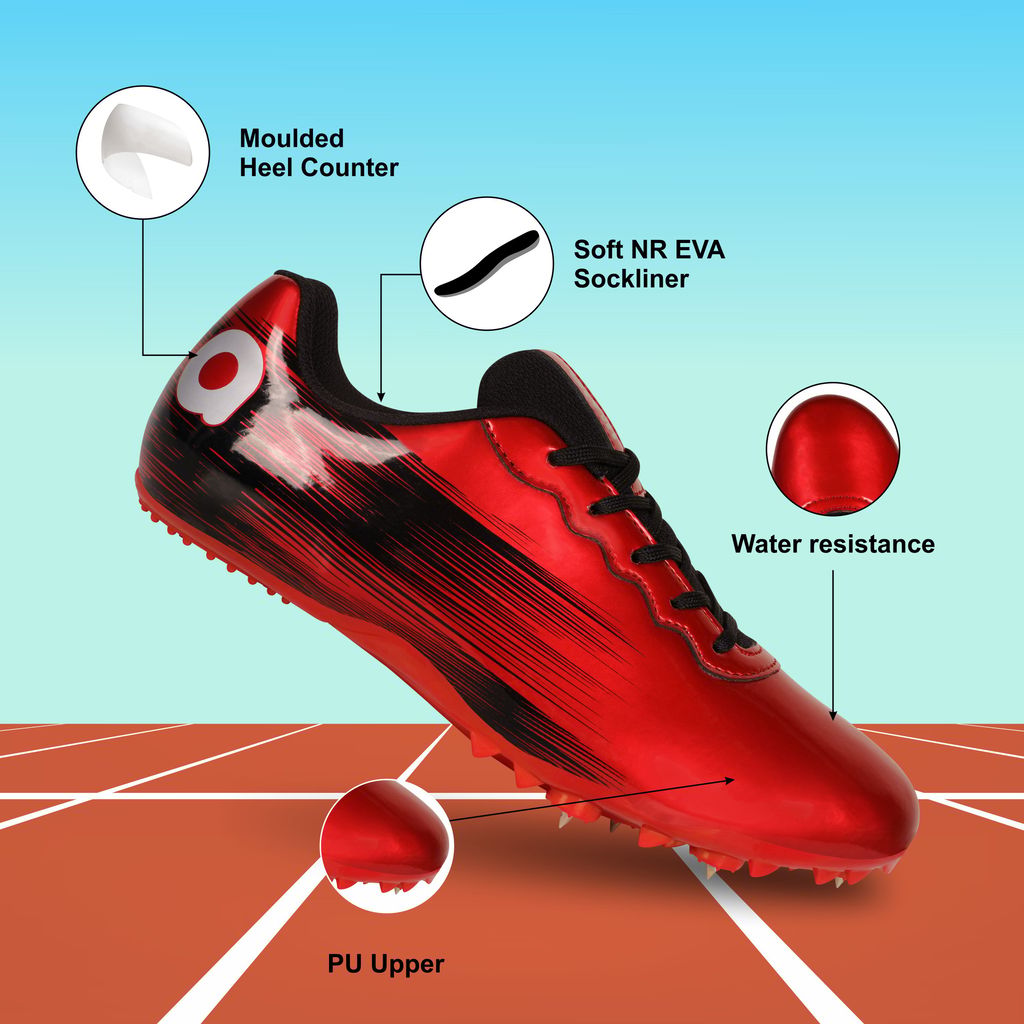 AIVIN Unisex Red and Black Spikes Athletic Track and Field Shoes view 2
