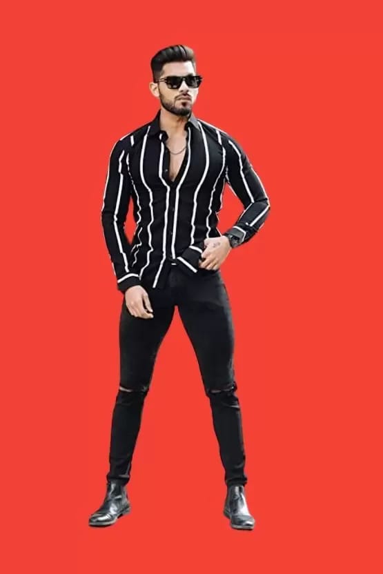 Men Regular Fit Striped Spread Collar Casual Shirt Special price view 2