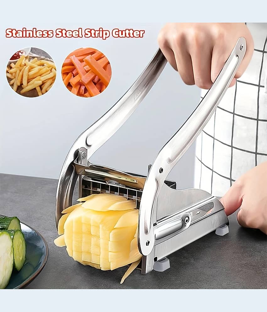 FULKIZA Stainless Steel French Fry Maker, French Fry Cutter, Potato Cutter & Chopper (Pack of 1)