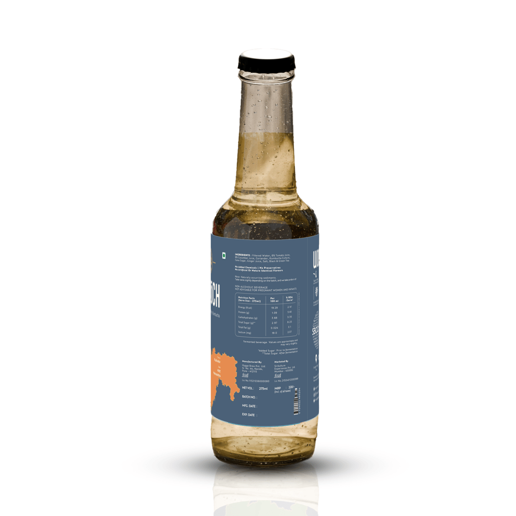 SBOOCH - Indian Sparkling Kombucha Tea | Koshimbir Flavor, All Natural | Gut Friendly | Antioxidant | Zero Preservatives | NO Artificial Flavors or Additives | Fermented Beverage Tea | 275ml (Pack of 6) view 2