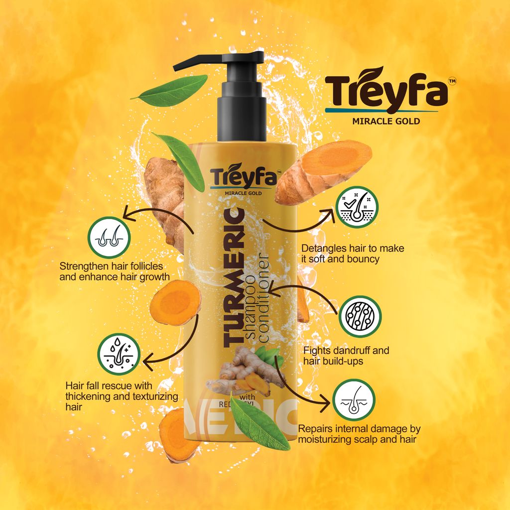 TREYFA Turmeric shampoo & conditioner for hair growth & Anti-hair Fall | All Hair Types (100 ml) view 2