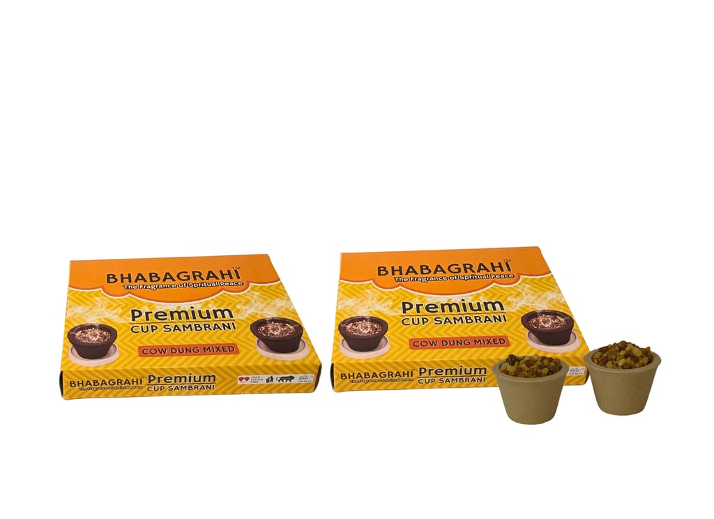 Bhabagrahi Premium Sambrani Dhoop Cups | Pure Guggul, Loban & Cow Dung Mix | Puja & Spiritual Aroma with Burning Plate (Pack of 24, Set of 2) view 2