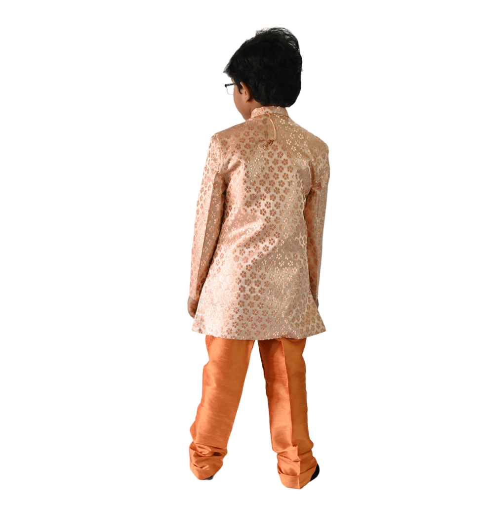 JOYHAAT Kids Boy's Indo western Stylish Ethnic Wear With Peach Color/Set Of Sherwani and Pant view 2