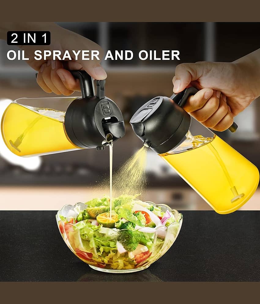 Bhavyta Oil Dispenser 500ml Oil Sprayer Bottle for Cooking 2 in 1 Oil Dispenser for Kitchen Oil Sprayer For Air Fryer Premium Glass Oil Bottle with Oil Sprayer Oil Pots For Kitchen view 2