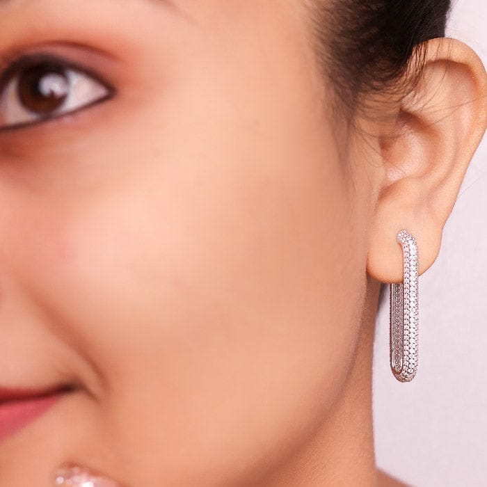 Silver Modern Curve Earrings view 2