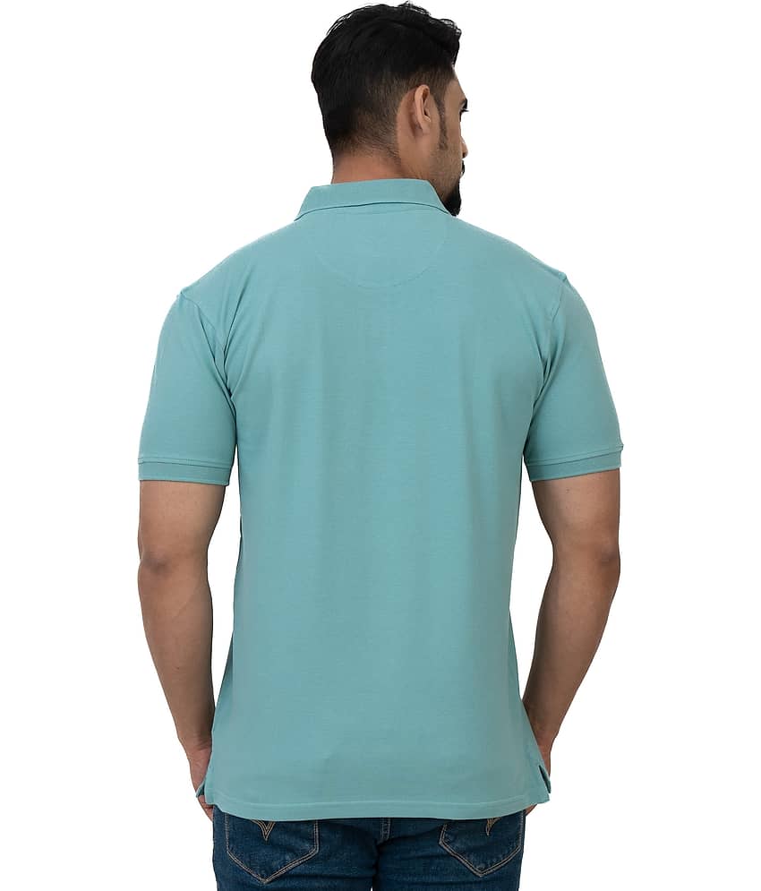 Cotstyle Pack of 1 Cotton Blend Regular Fit Solid Half Sleeves Men's Polo T Shirt ( Blue ) view 2