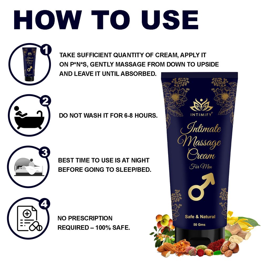 Intimify Intimate Massage Cream for Men for Male Enlargement, Increase Thickness, Increase Hardness, Time Booster, Pleasure Booster view 2