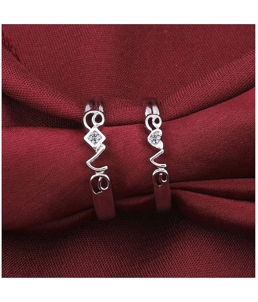 Silver Plated Adjustable Couple Rings Set for lovers Ring with 1 Piece Red Rose Gift Box for Men and Women view 2