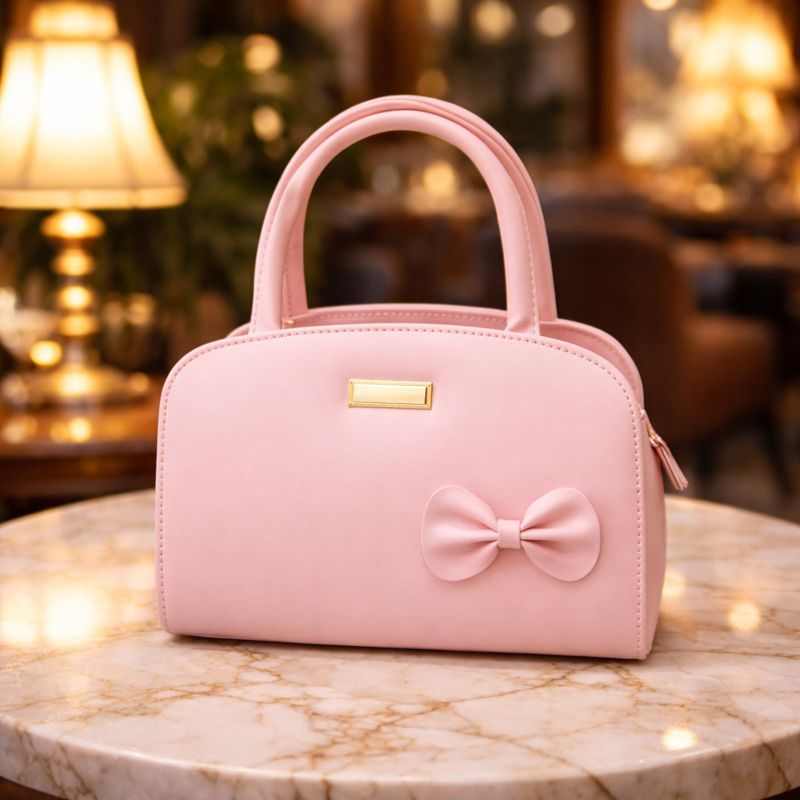 Ksampada Elegant Pink Bow Handbag for Women Chic Daily & Party Carry
