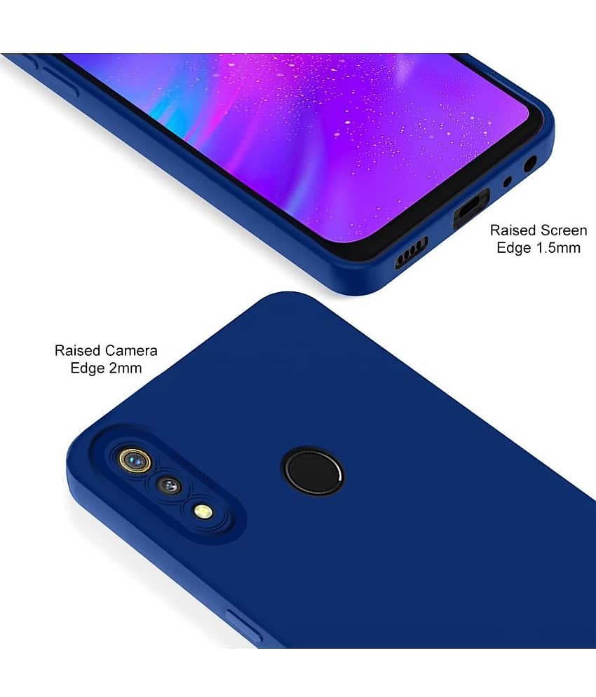 ZAMN - Blue Silicon Plain Cases Compatible For Realme 3 Pro ( Pack of 1 ) view 2