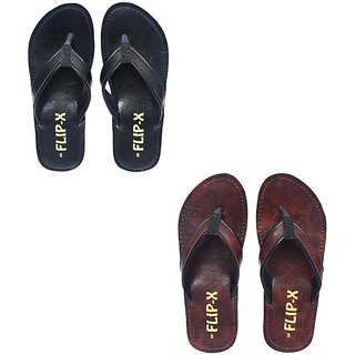 FLIP X Men Slipper Combo of 2 - Stylish Synthetic Leather Comfort