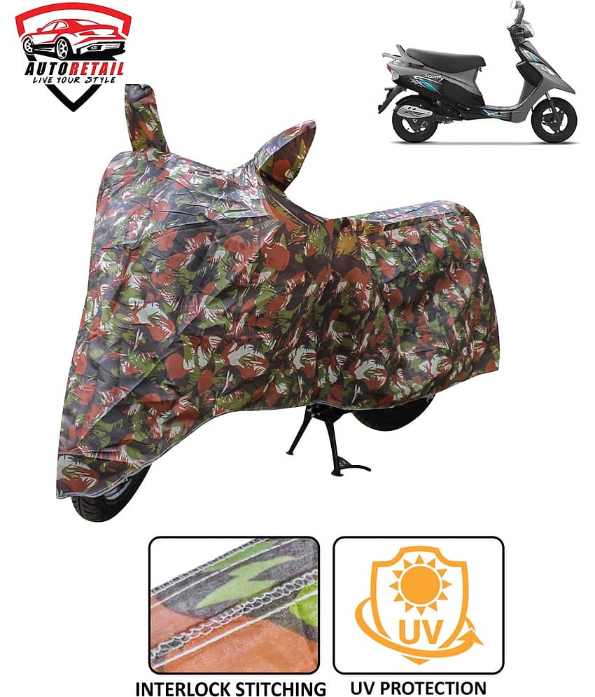 AutoRetail - Jungle Dust Proof Two Wheeler Polyster Cover With (Mirror Pocket) for Scooty Pep + ( Pack of 1 ) view 2