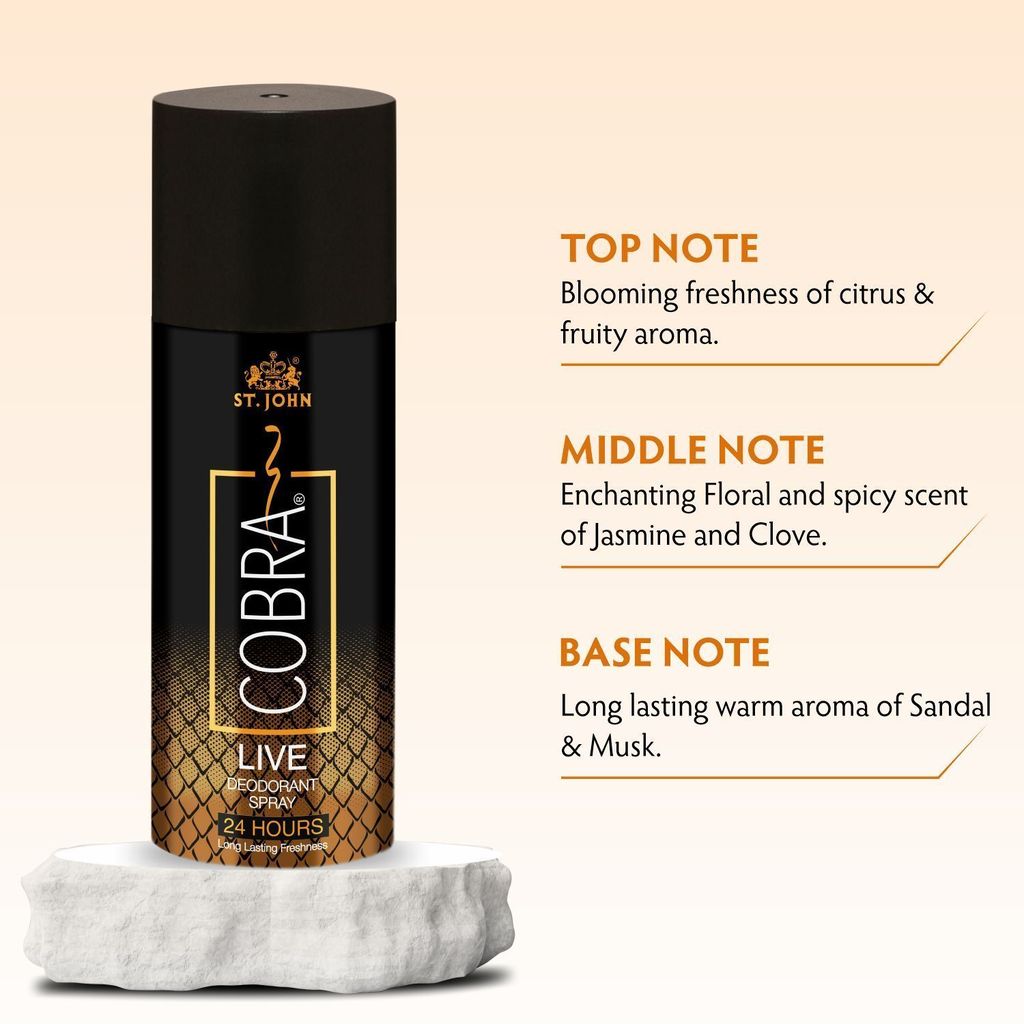 ST-JOHN Cobra Deodrant Live 150 ml & Cobra Black Current 50ml Perfume Combo Gift Pack Perfume Body Spray - For Men & Women (200 ml, Pack of 2) view 2