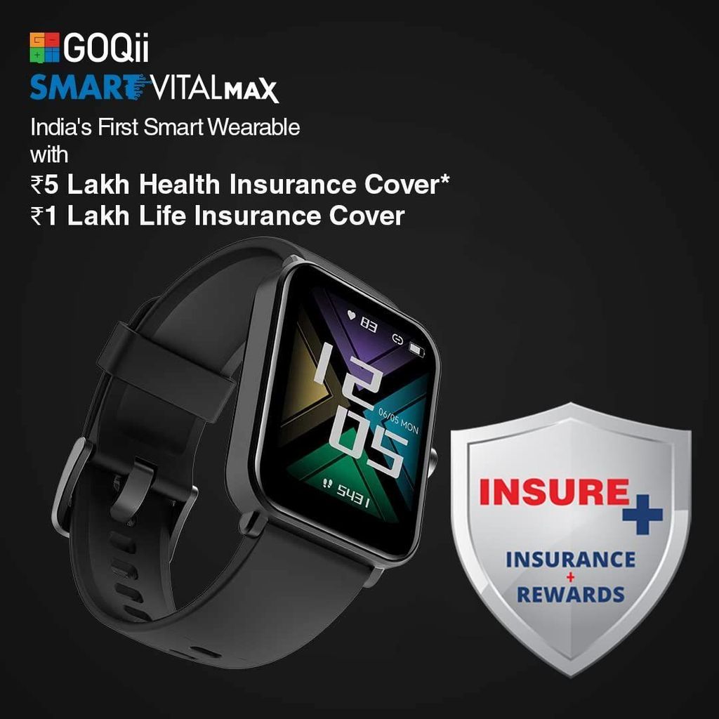 GOQii Newly Launched Smart Vital MAX HD Display Smart Watch with 5 lakhs Health Insurance & 1 lakh Life Insurance with SpO2, & Free 3 Months Personal Coaching view 2