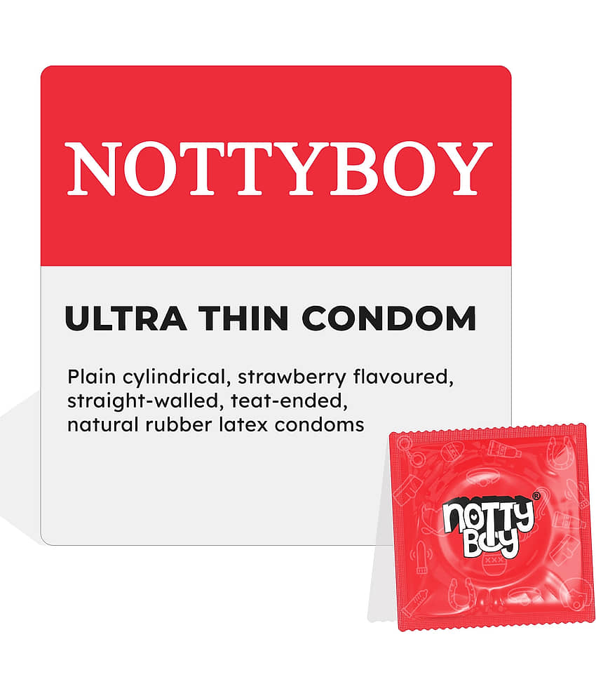 NottyBoy Long Last Over Time Spray 20gm with Strawberry Flavoured Condoms Pack of 10 Counts view 2