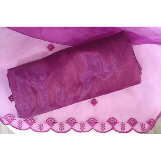 Elegant Purple Unstitched Embroidered Suit with Lightweight Dupatta view 2