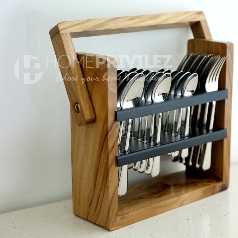 Daisy Cutlery with Wooden Stand view 2